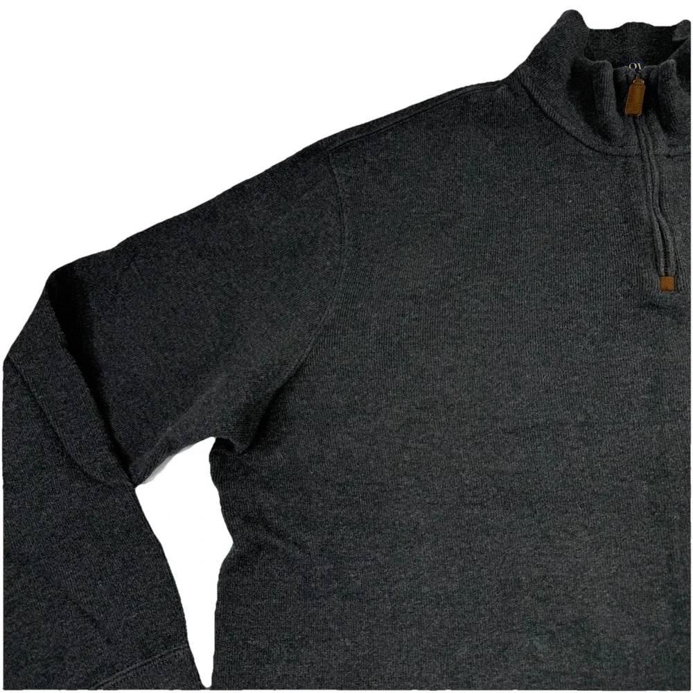 Polo Ralph Lauren Mens XXL 1/4 Zip Pullover Dark Gray Cotton Sweater Red Pony